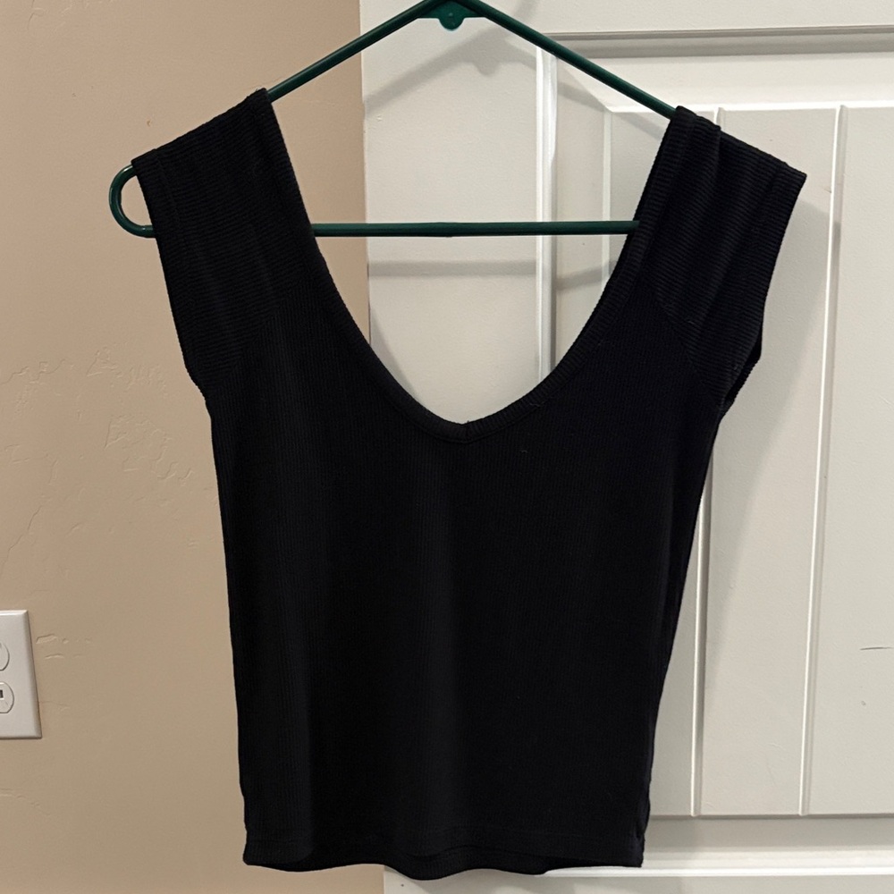 Cotton On Black Ribbed Scoop Tank Top